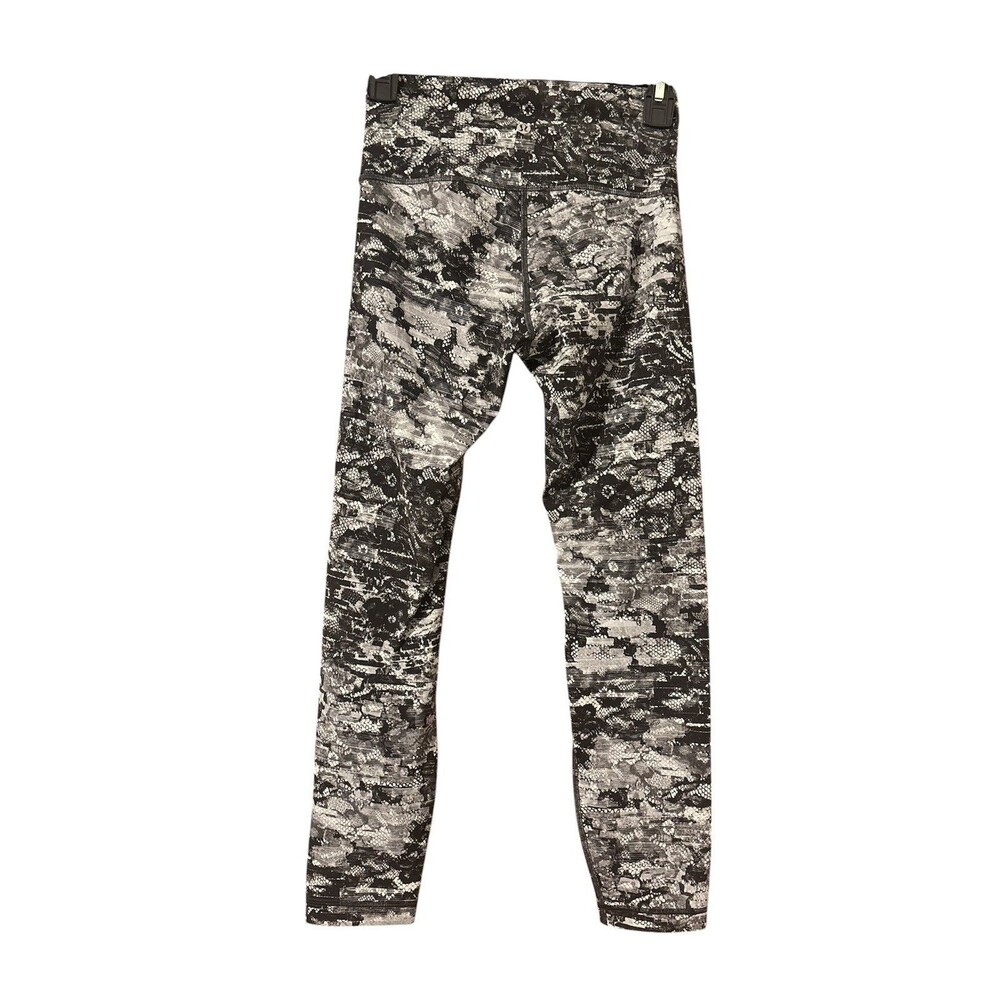 Lululemon 4 Wunder Under High Rise Leggings Pants Black Gray Sporty Gym - Picture 3 of 5